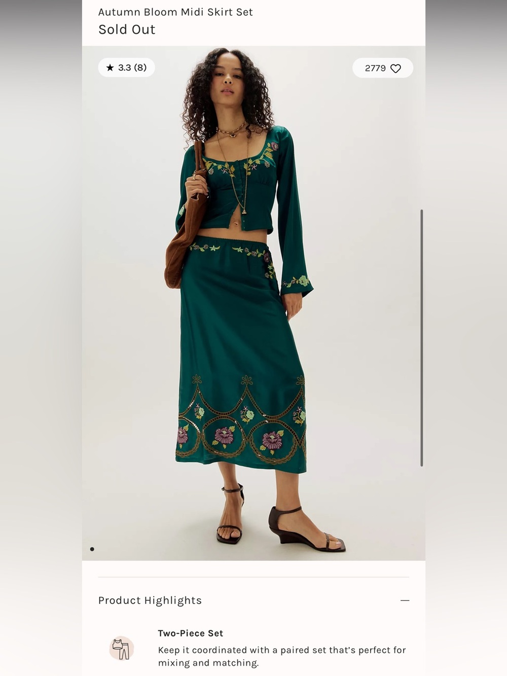Free People Autumn Bloom Midi Skirt Set